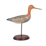 Alan Emmett (1938-2008); a modern carved and painted wood model of a black-tailed godwit, modelled