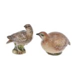A Meissen model of a quail, late 19th century, blue crossed swords mark, 9.5 cm high; and another