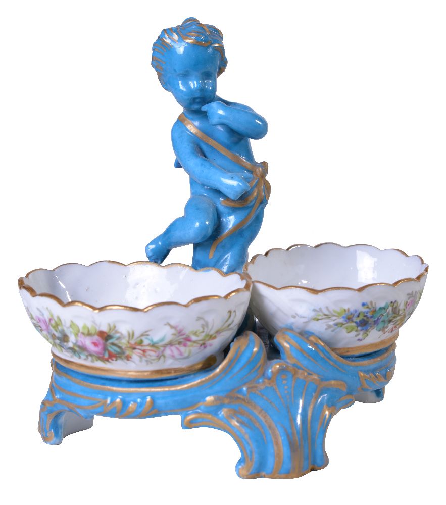 An assortment of Sevres-style porcelain, late 19th century, turquoise-ground and variously painted - Image 2 of 14