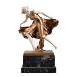 ϒ Ferdinand Preiss (1882-1943), Spring Dancer, an Art Deco cold painted bronze and ivory figure