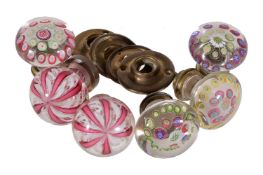 Four similar Clichy glass door knobs, mid 19th century, in the manner of Clichy paperweights with