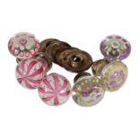 Four similar Clichy glass door knobs, mid 19th century, in the manner of Clichy paperweights with