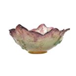 Daum, Nature, a pâte de verre glass bowl, late 20th century, cast with leaves, etched mark, 15.5cm