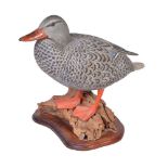 Alan Emmett (1938-2008); a modern carved and painted wood model of a large hen mallard duck,