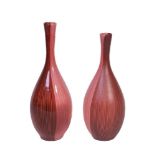 Carlo Scarpa for Venini, two Tessuto Battuto vases, designed circa 1940, these 1990s, with narrow