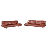 De Pas, D’Urbino and Lomassi for Zanotta, two tan leather upholstered Milano sofas, designed 1982,