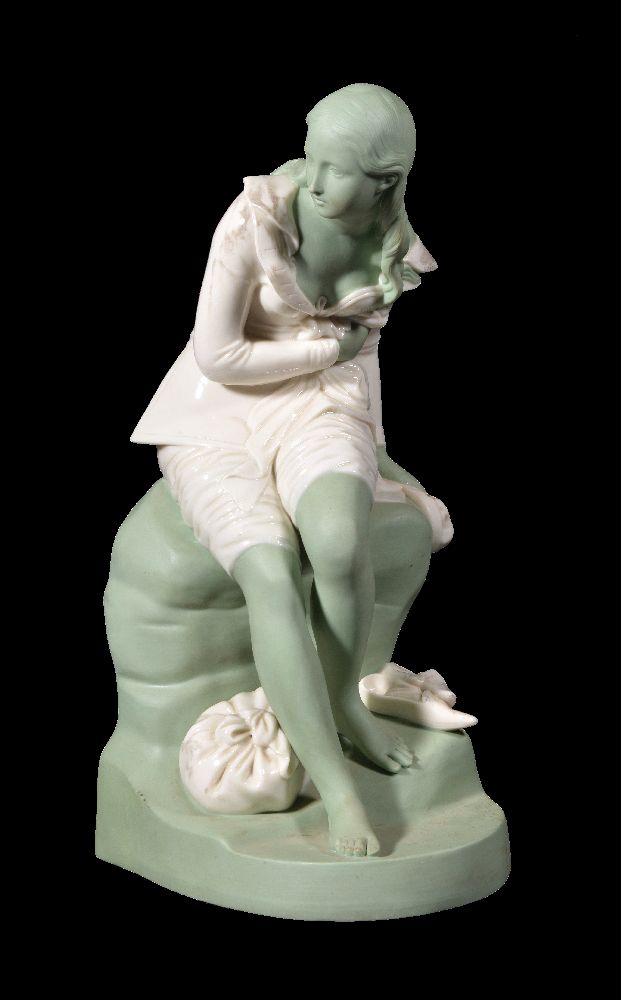 A Minton celadon-tinted parian figure of Dorothea after John Bell, circa 1850, impressed MINTON,