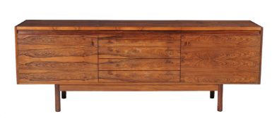 ϒ Robert Heritage for Archie Shine, a rosewood sideboard, circa 1970, 77cm high, 213cm wide, 51cm