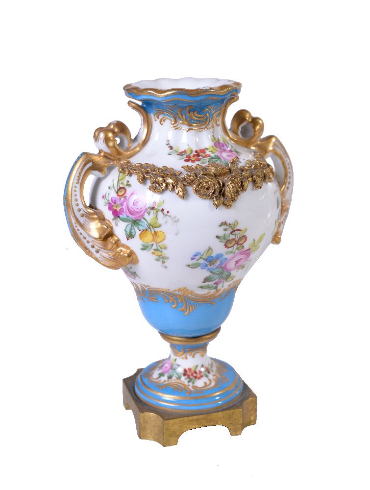 An assortment of Sevres-style porcelain, late 19th century, turquoise-ground and variously painted - Image 3 of 14