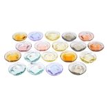 Nineteen assorted Czechoslovakian coloured glass assorted dessert bowls by Moser, circa 1960,