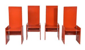 Kazuhide Takahama, four Kazuki chairs, designed 1968, produced by Simon International, Italy, red