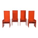 Kazuhide Takahama, four Kazuki chairs, designed 1968, produced by Simon International, Italy, red