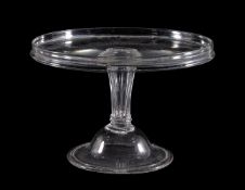 A clear glass tazza, 18th or 19th century, the round galleried top supported on a 'Silesian' stem
