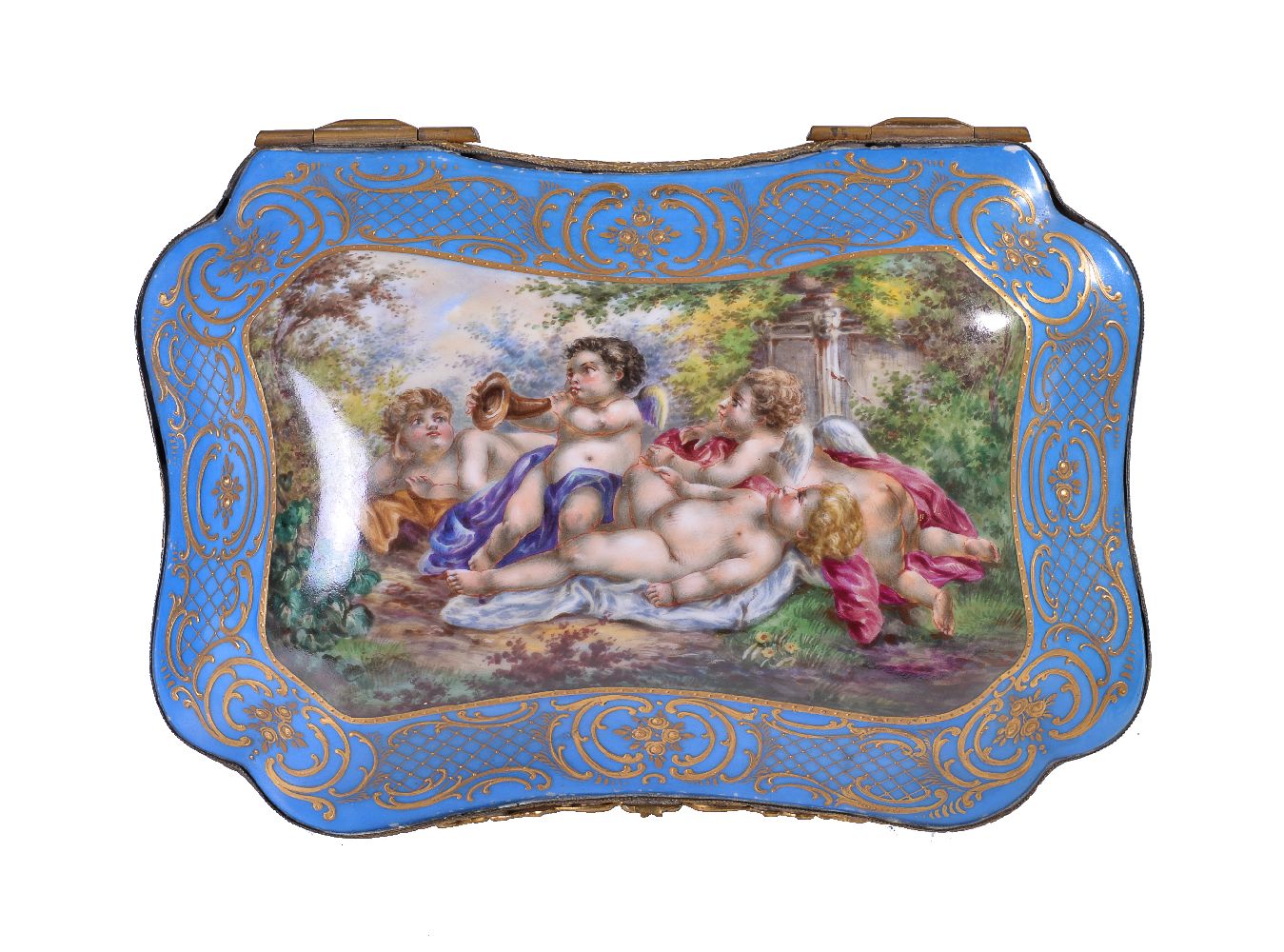 An assortment of Sevres-style porcelain, late 19th century, turquoise-ground and variously painted - Image 12 of 14