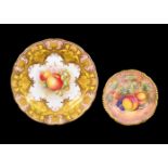 A Royal Worcester plate painted with fruit and signed by E. Townsend, date code for 1959, black
