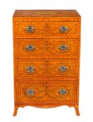 A Sheraton Revival satinwood chest of drawers