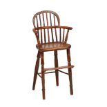 A yew and elm child’s Windsor high chair