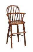 A yew and elm child’s Windsor high chair