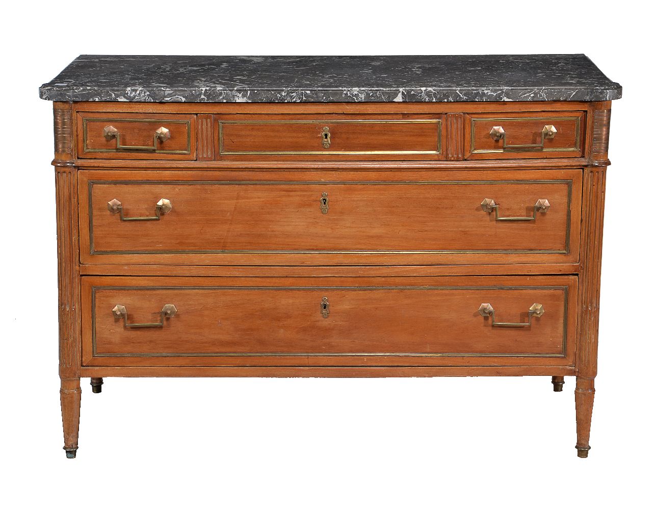 A French Directiore mahogany and marble top commode