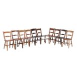 A harlequin set of ten ash and elm chairs