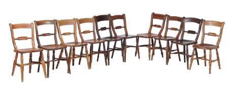 A harlequin set of ten ash and elm chairs