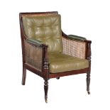 A George IV mahogany and rattan library bergere