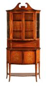 A Sheraton Revival satinwood and marquetry inlaid side cabinet