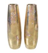 A Pair of Japanese Bronze Vases each of slender