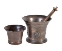 A French or English decorated bronze mortar