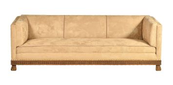A suede style upholstered sofa