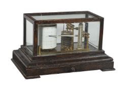 An ebonised barograph with thermometer