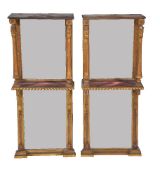 A pair of giltwood and composition wall shelves in early 19th century style