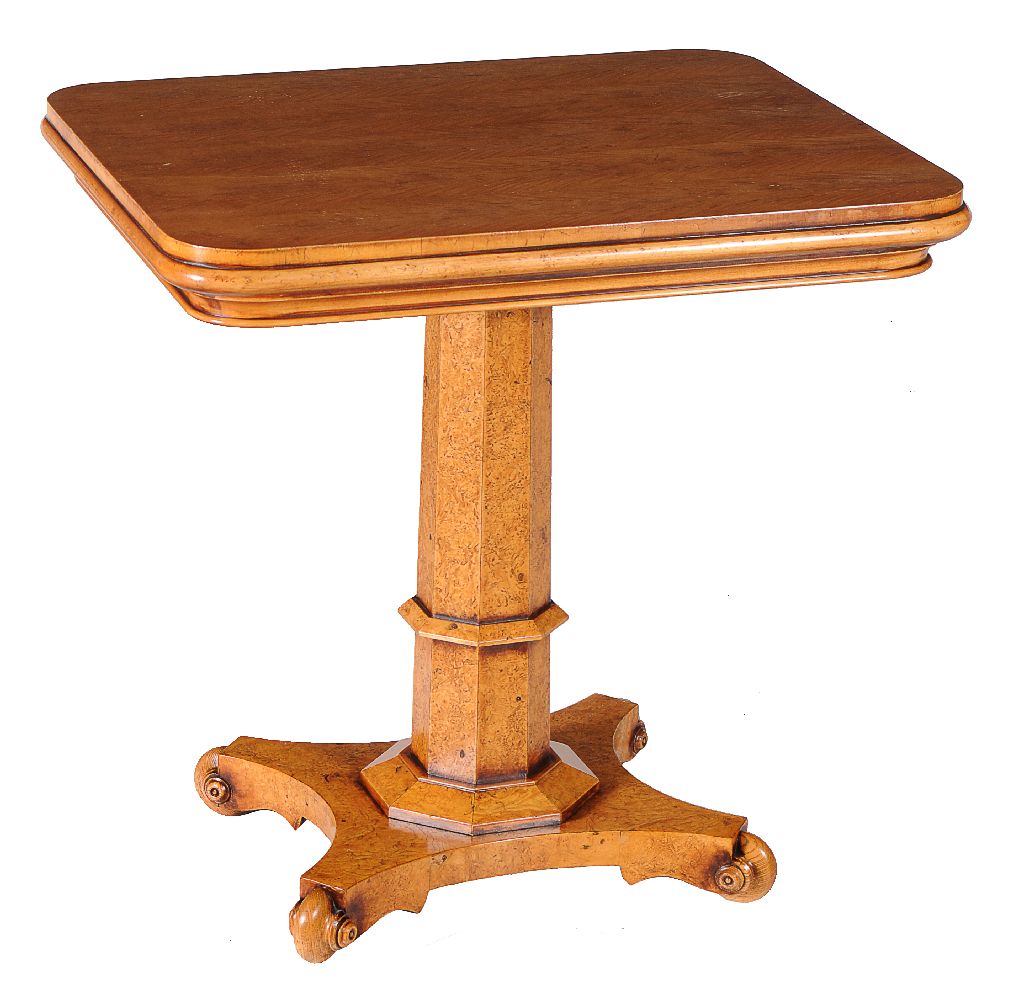 A pollard ash and birch occasional table in William IV style