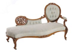 A Victorian walnut chaise lounge