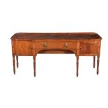 A late George III mahogany, satinwood inlayed and banded sideboard