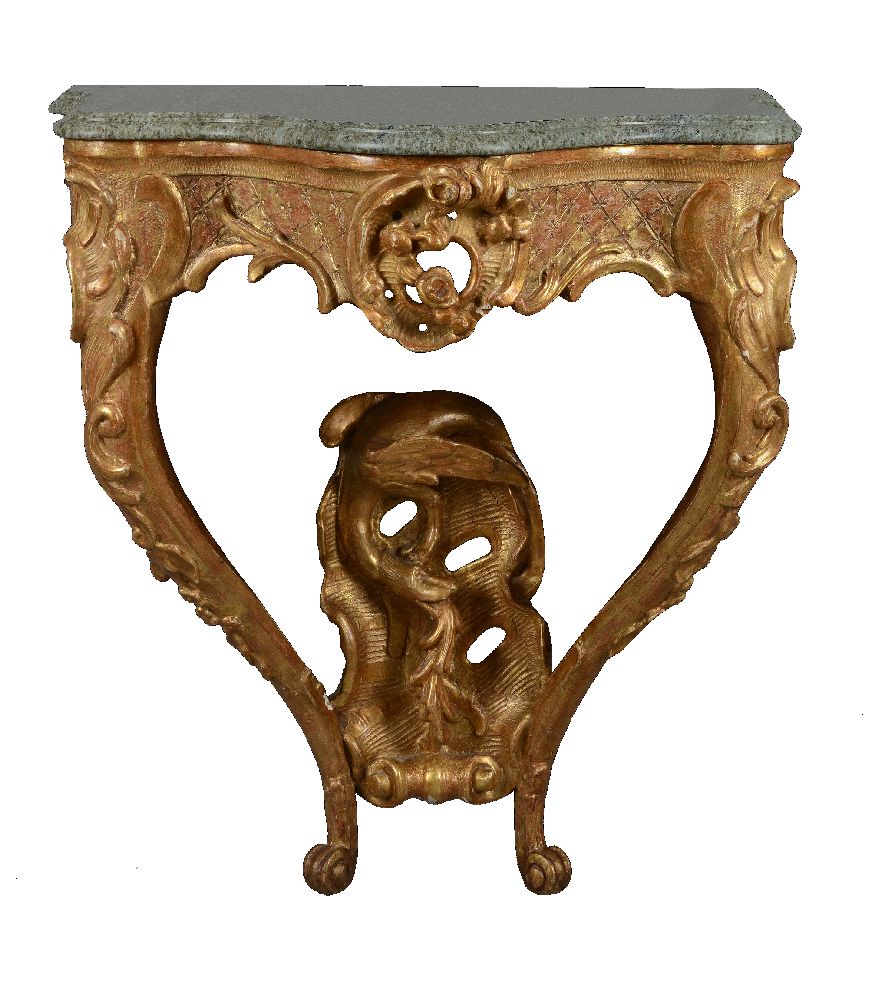A Continental giltwood and composition console table