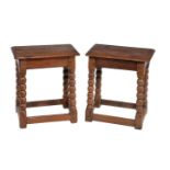 A pair of fruitwood joint stools