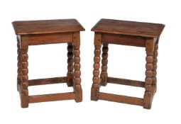 A pair of fruitwood joint stools