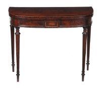 A George III mahogany plum pudding mahogany folding tea table