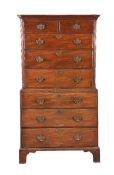 A George III mahogany and oak chest on chest