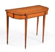 ϒ A George III satinwood, tulipwood banded and line inlaid card table