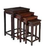 A nest of Chinese hardwood quartetto tables