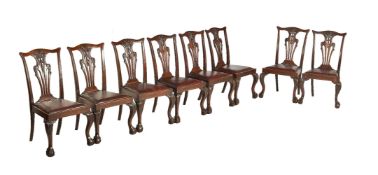 A set of eight mahogany dining chairs