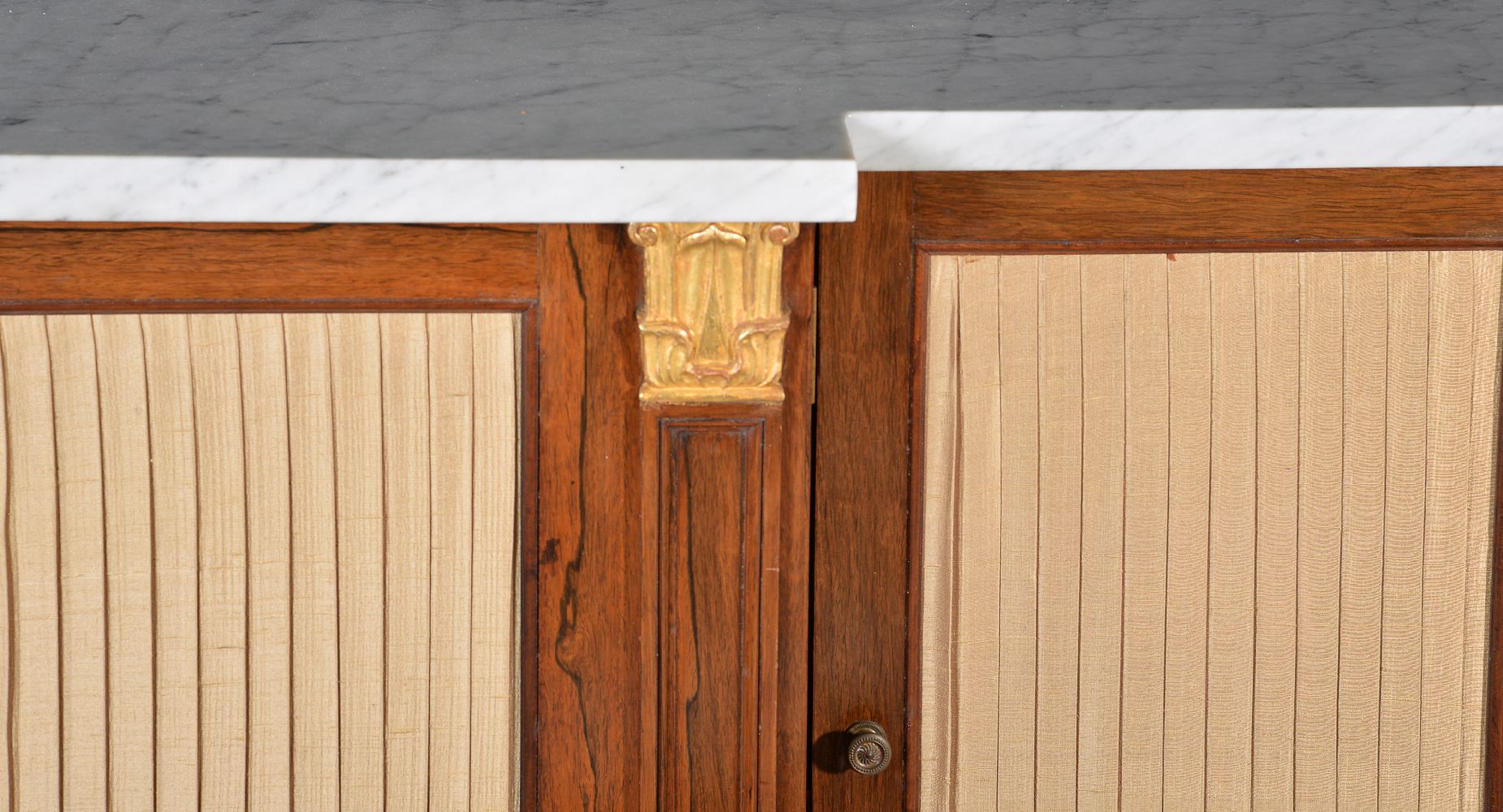ϒ A rosewood, parcel gilt, and marble topped side cabinet - Image 3 of 3