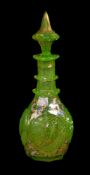 A Bohemian annagelb cut glass magnum decanter and spire stopper