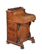 A Victorian burr walnut Davenport