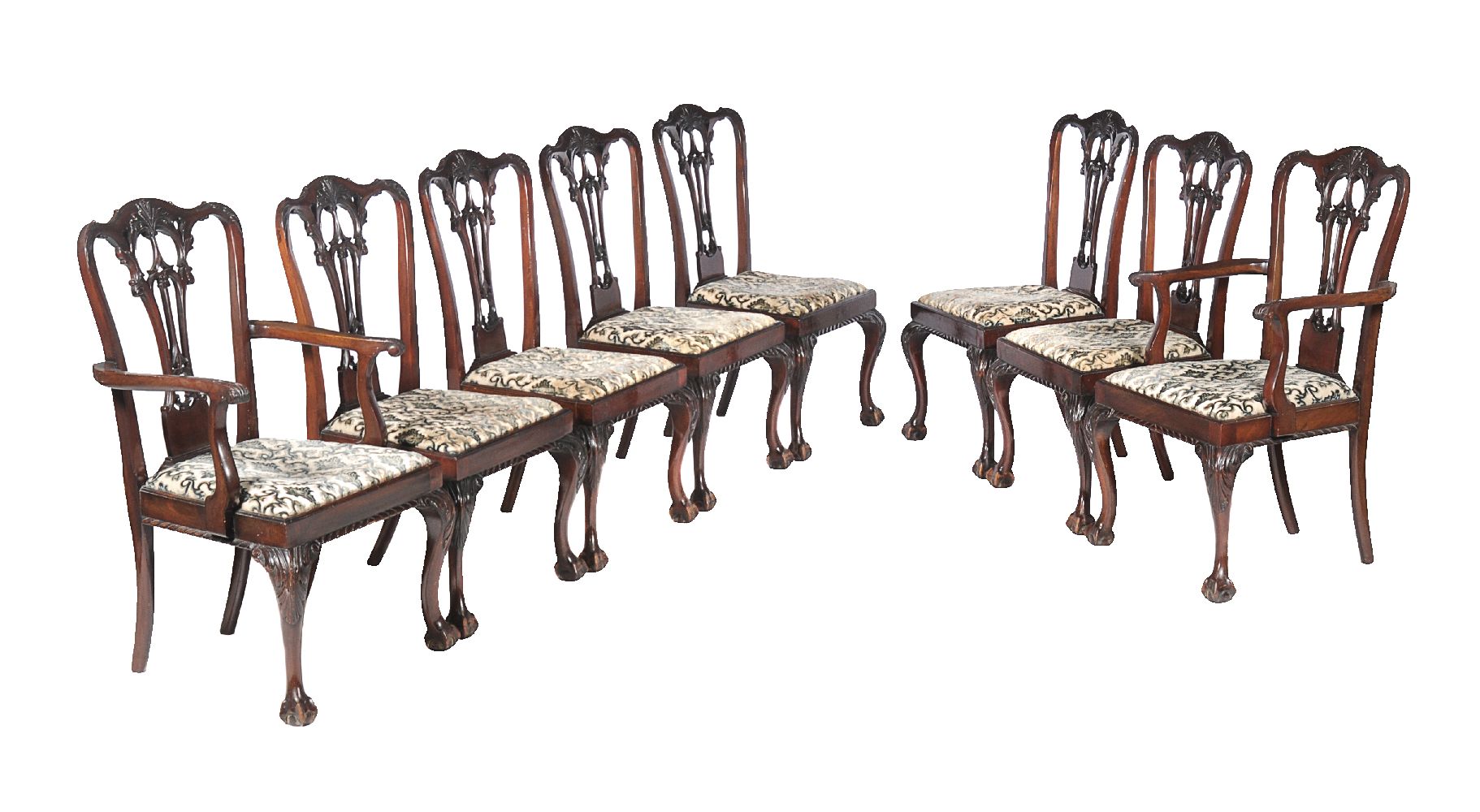 A set of eight mahogany dining chairs in George III style