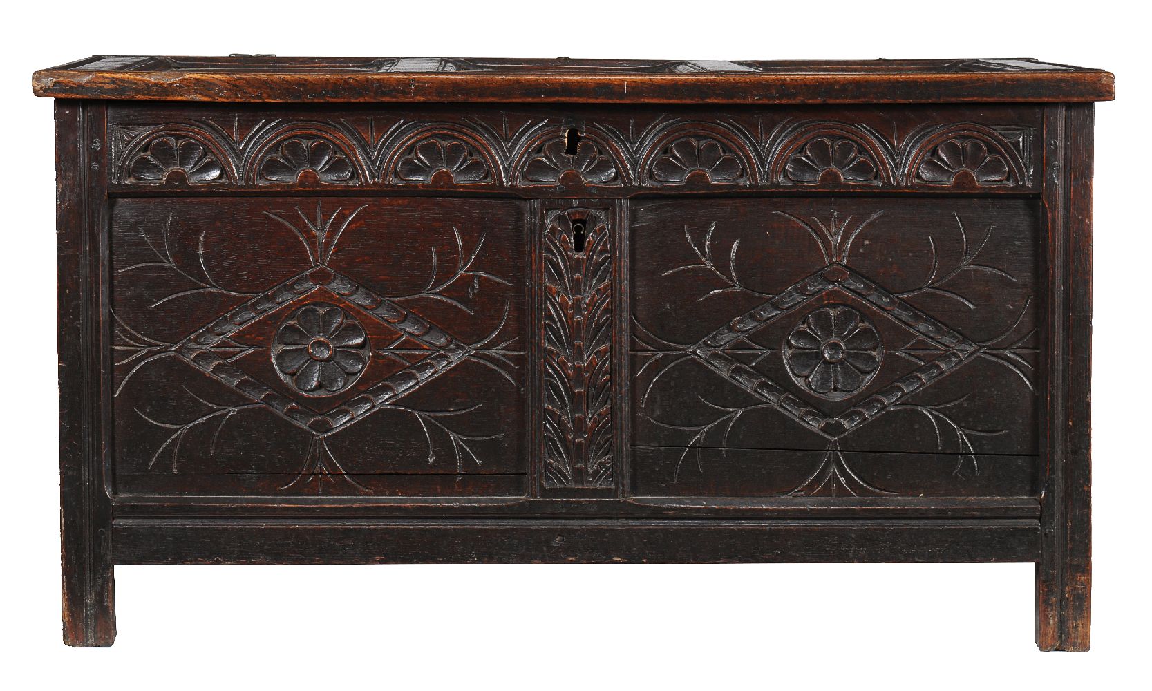A Charles II panelled oak chest - Image 2 of 2