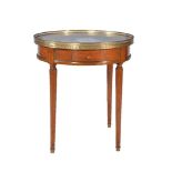A walnut and marble topped gueridon table