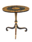 A painted and parcel gilt wood occasional table